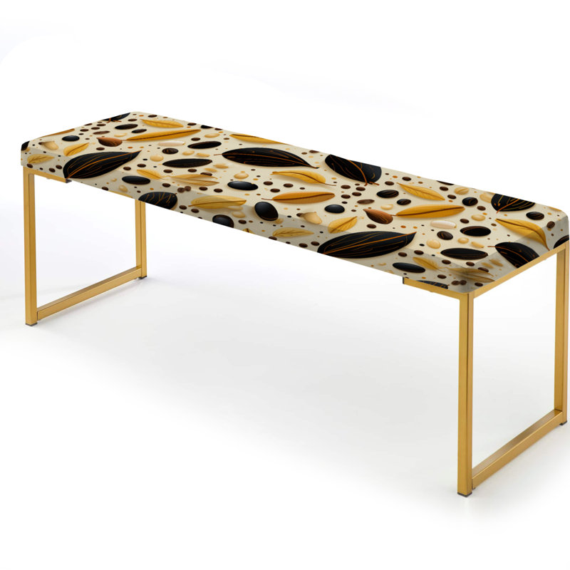 Motif botanique crème et café II - banc rembourré botanique doré