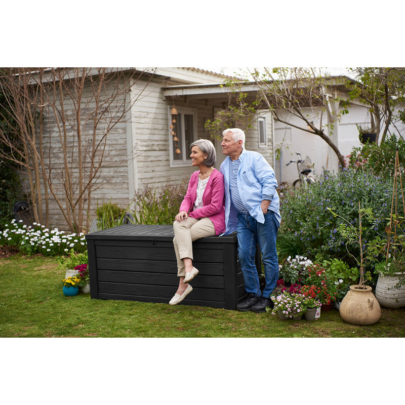 Keter Dark Gray 150 Gallon Lockable Plastic Deck Box