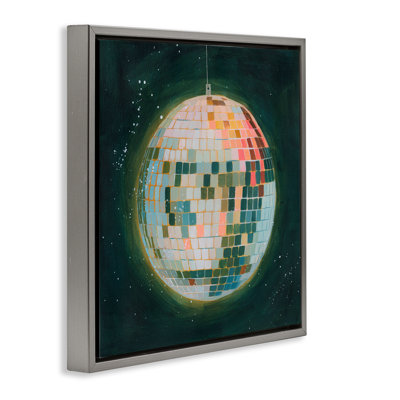 «Disco Ball in Space», art mural encadré flottant noir par Grace Popp