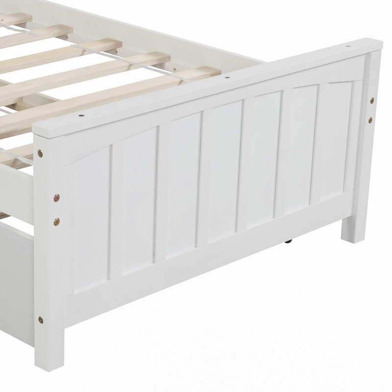 Twin Size Platform Bed With Trundle, White