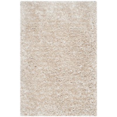Tapis à poil long champagne fabriqué à la main Delane