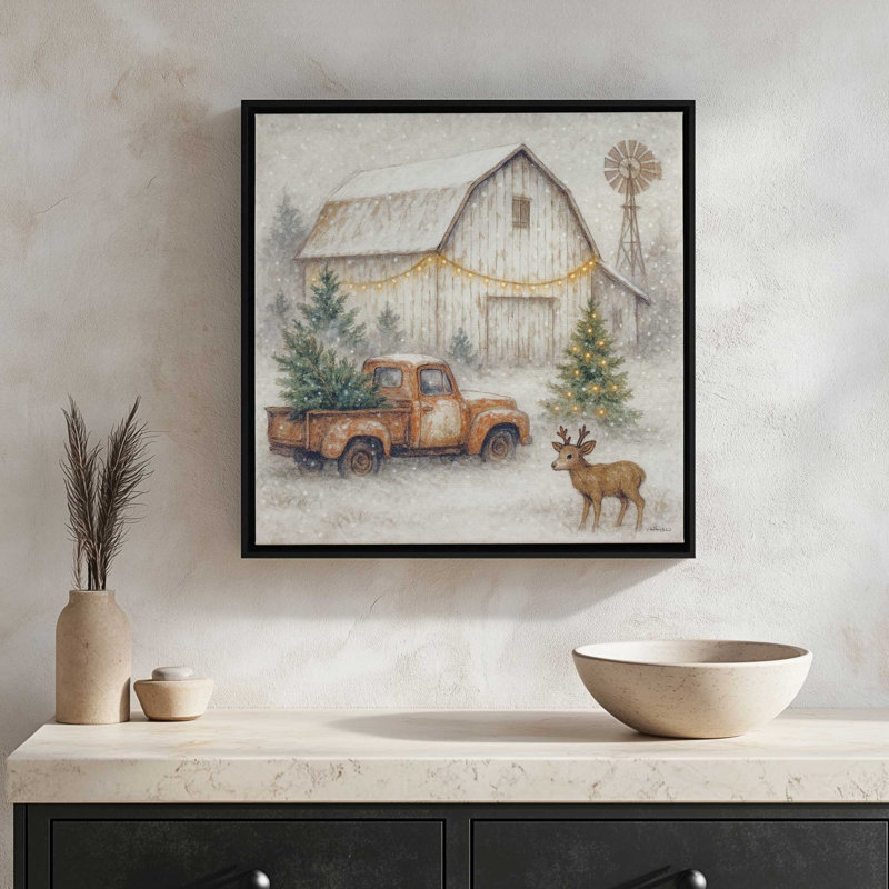 «Christmas is in the air» par Anthony Smith, reproduction d'art, L 36 x H 36, Brun, Toile avec cadre
