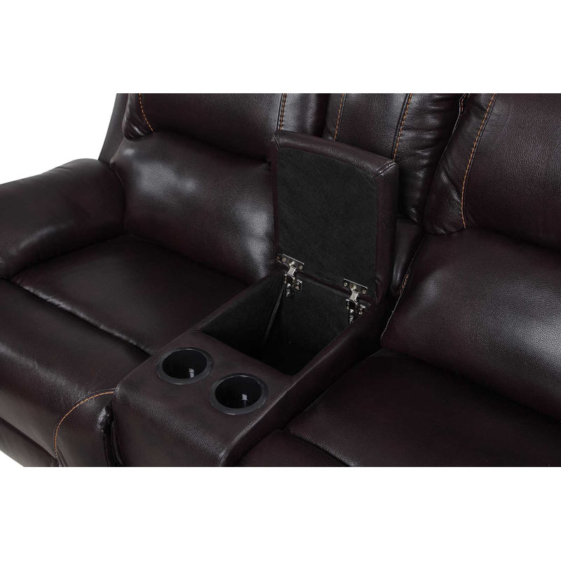 Trower 77'' Faux Leather Reclining Sofa, Brown Faux Leather
