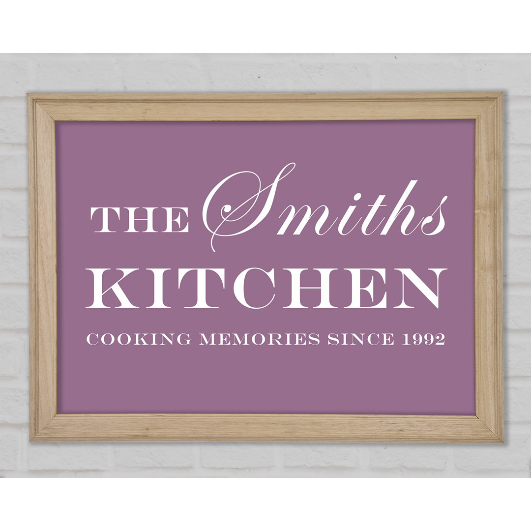 Gerahmtes Poster Kitchen Quote Your Family Name And Date Kitchen Dusty Pink