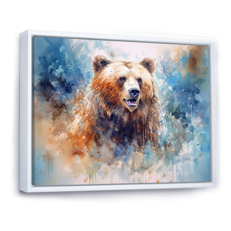 «Majestic Grizzly I» sur toile, H 30 po x l 40 po x P 1,5 po, Cadre flottant blanc