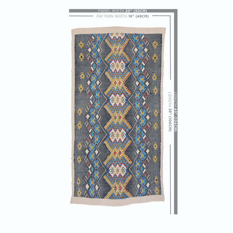 Schumacher x A Rum Fellow Kaya Hand Woven Brocade Fabric, Blue/ Medium Blue