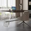 Bureau 1 tiroir brun noyer + bois manufacturé rectangulaire argent + acier inoxydable + acrylique-1027158282