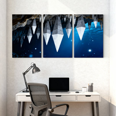Nautical & Beach Crystal Caves Glow Icicles Reflections, ensemble de 3 impressions sur toile