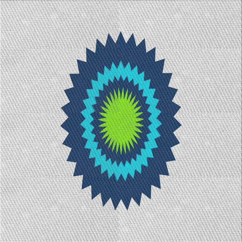 Tapis blanc/bleu/vert à tisser électrique, Carré 8 pi