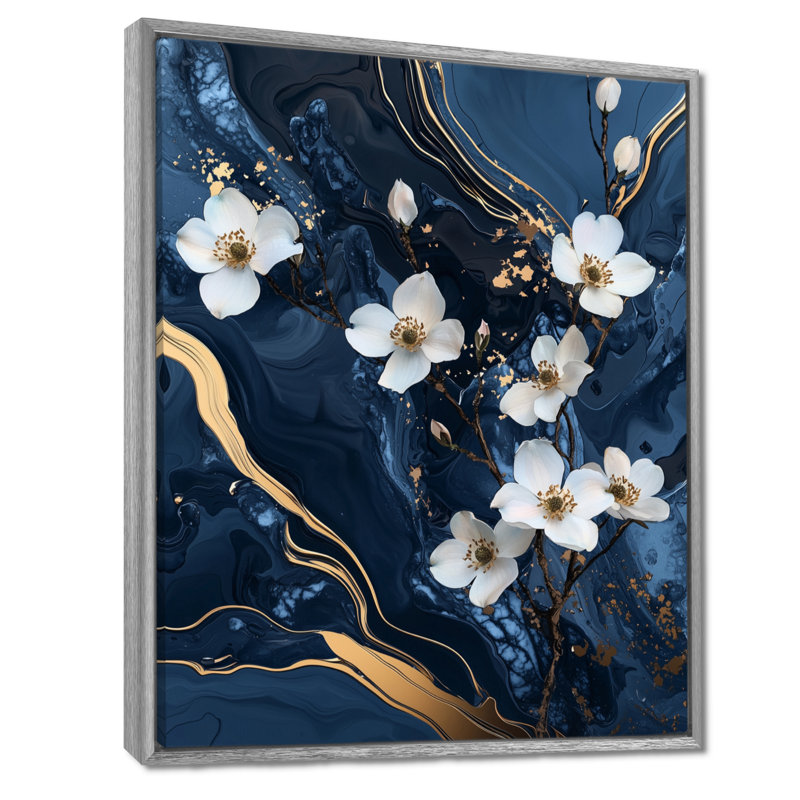Cornouiller doré Kneeland Fantasy III - cornouiller, art mural, Argent argent, Impression encadrée flottante