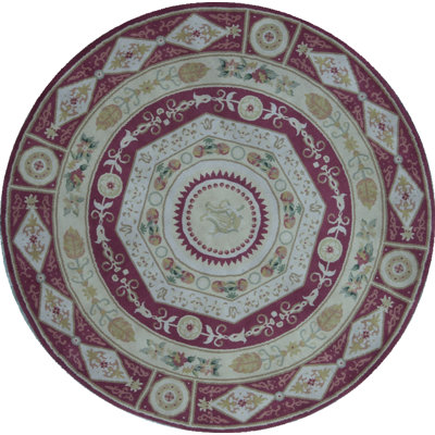 Hand-Knotted High-Quality Rose Round Area Rug