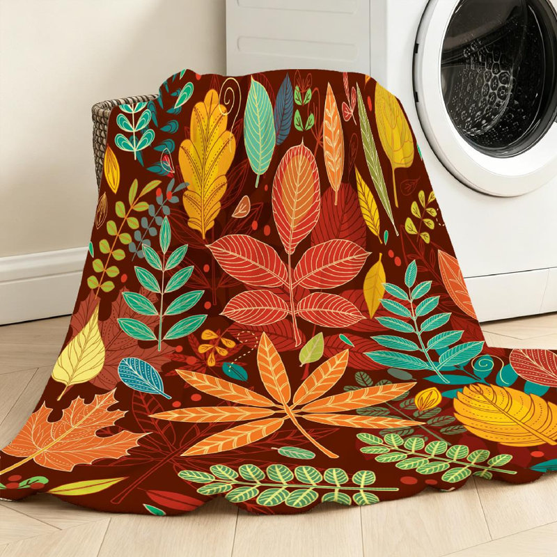 Jeté en molleton jaune ultra doux en flanelle d'automne, imprimé d'un côté, Jeté 30 po x 40 po