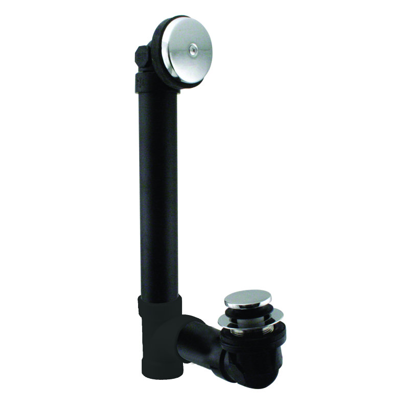 1-1/2" x 12" Sch. 40 ABS Tip-Toe Bathtub Leg Drain Assembly with One-Hole Overflow, Polished Chrome