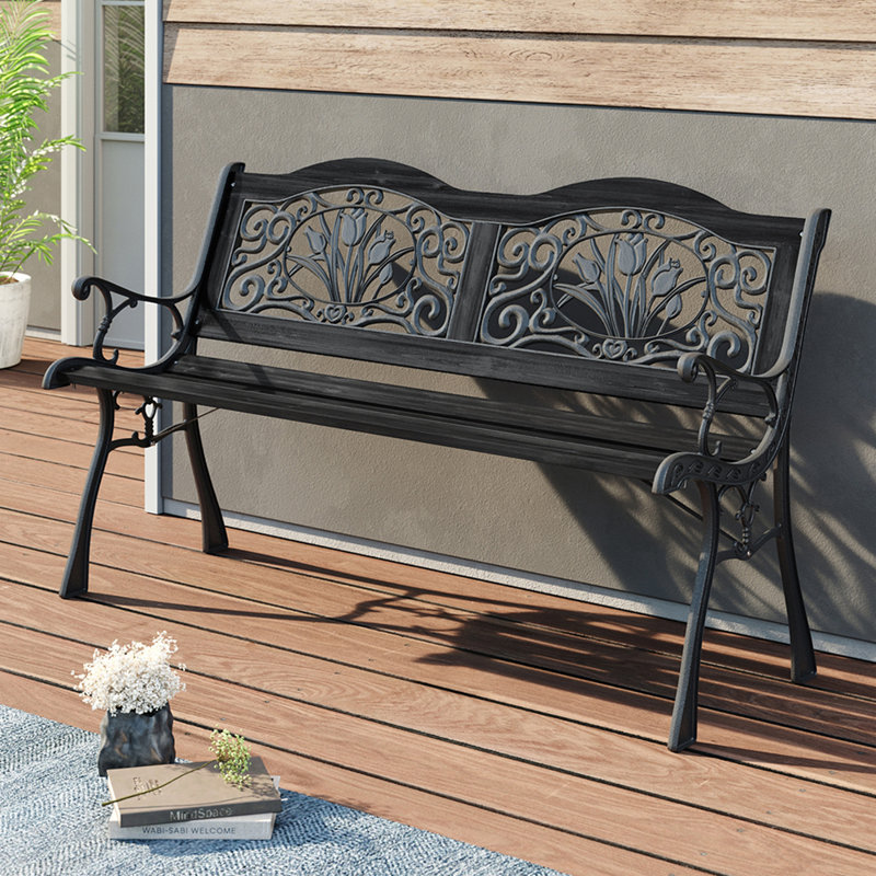 Coppedge Steel Park Bench, Black