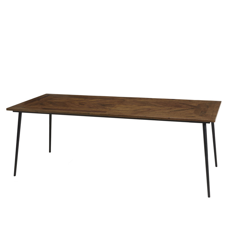 Grenville 100 cm Rectangular Wood Top Dining Table with Iron Base