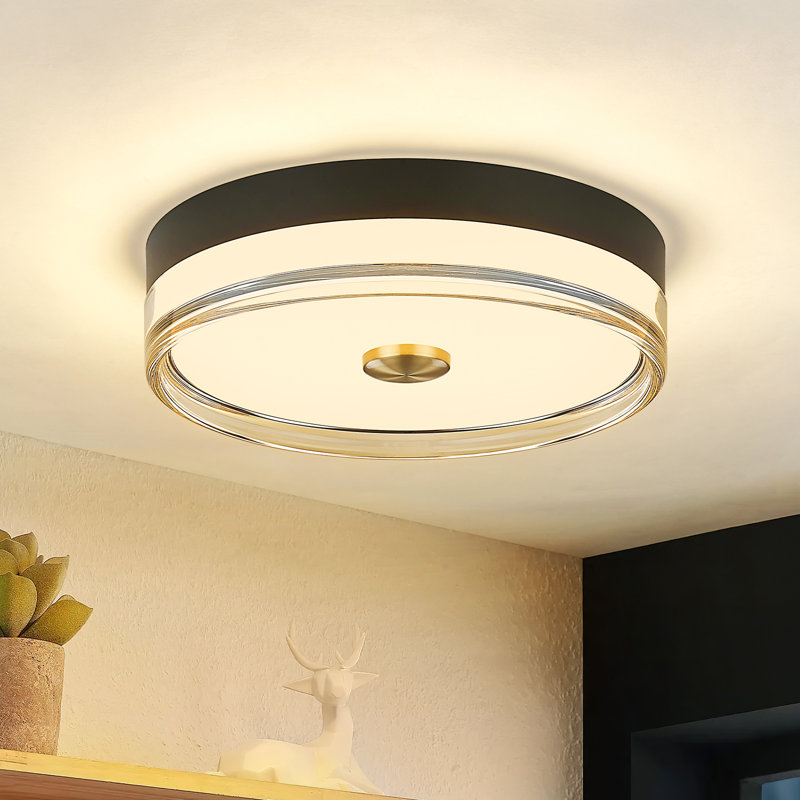 11.8 Inch Dimmable LED Flush Mount 5 Colors Temperatures Switch, Black