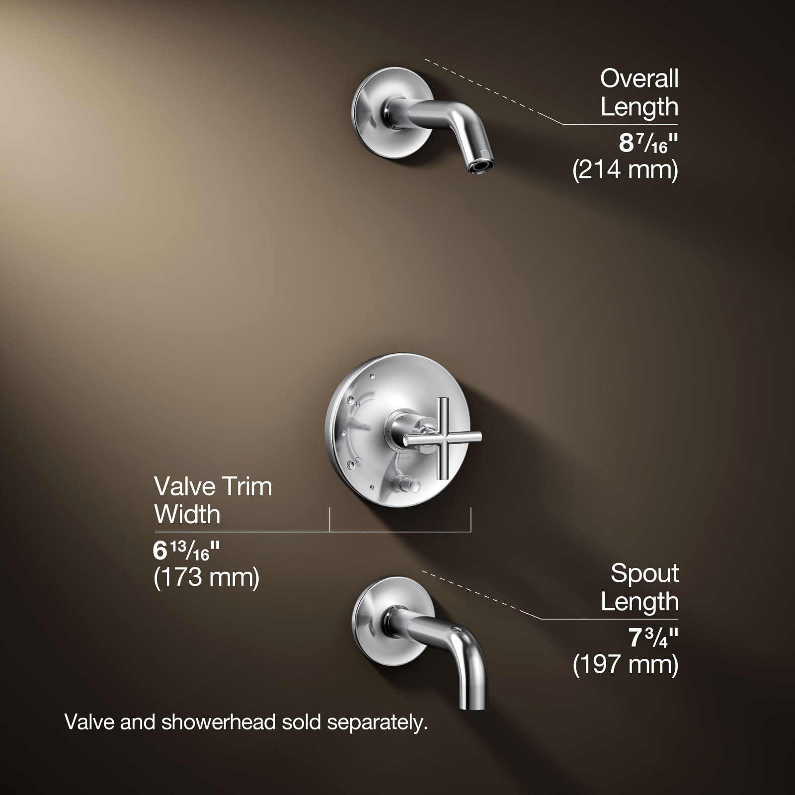 Purist Shower Faucet, Polished Chrome, Cross