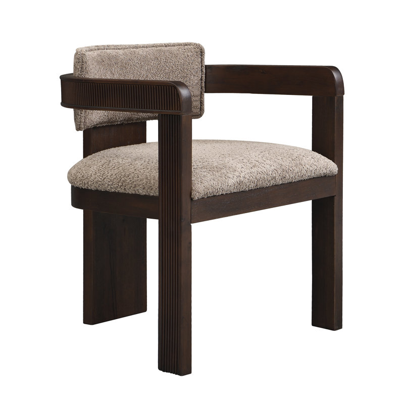 Fauteuil de salle à manger Lyddia de style néoclassique moderne, rembourré, avec structure en bois cannelé, largeur 60 cm (23,5 po).