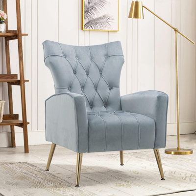 Gliceria 28.35'' Wide Tufted Velvet Armchair -  Mercer41, 6672D3F582CB4AE8B2BDA86FE5F0BA5E