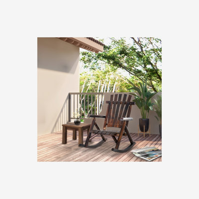 Banc double berçant en bois, chaise berçante Adirondack, causeuse robuste pour 2 personnes avec siège et dossier à lattes de grande hauteur, accoudoirs lisses