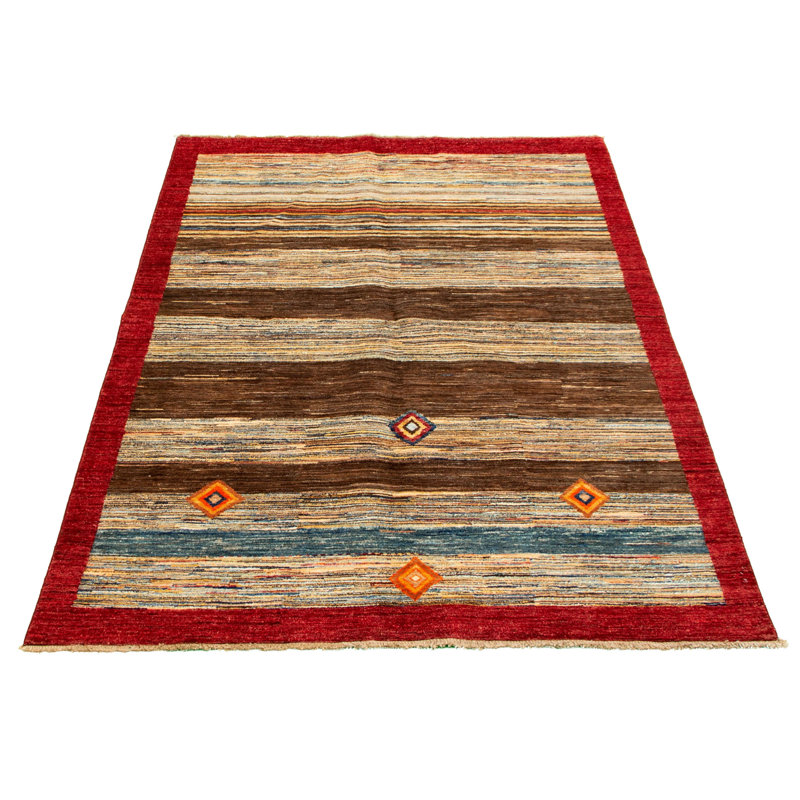 Tapis décoratif en laine de conception unique 5 pi 7 po x 8 pi 3 po Dezyrae noué à la main New Age