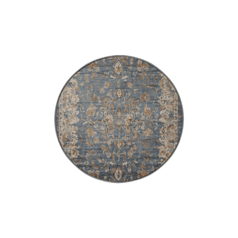 Tapis gris soyeux et moelleux, Rond 4 pi