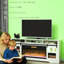 Console de télévision avec foyer électrique et rangement ouvert - 725w / 1450w chauffage, 59f 95f gamme de température foyer, armoires latérales Spacieux centre de divertissement pour les téléviseurs jusqu'à 80 ", flamme personnalisable