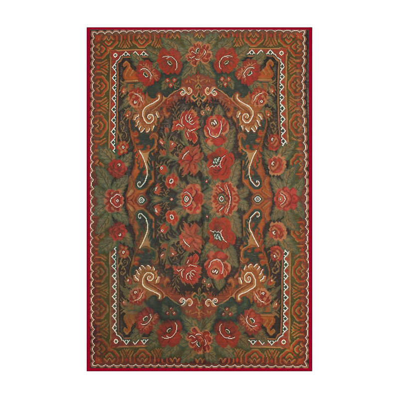 Tapis décoratif brun oriental Maliha, Rectangle 7 pi x 9 pi