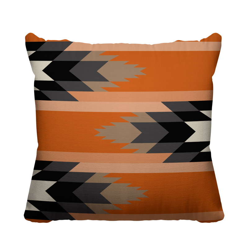 Coussin intérieur / extérieur Lansa Southwestern, L 15 po x H 15 po, Orange