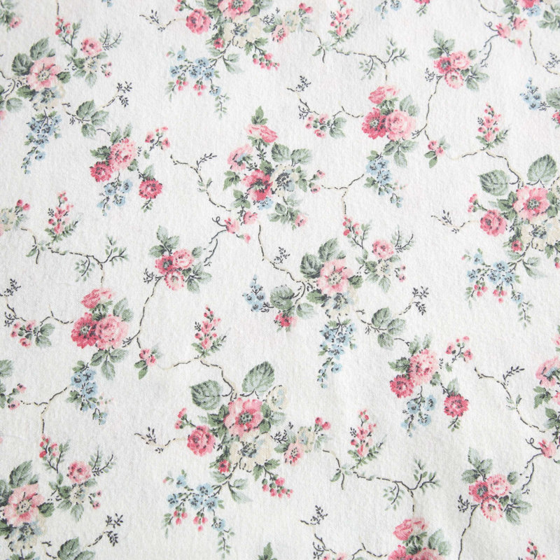 Brushed Cotton Flannel Sheet Set, Queen Sheet Set with 2 Pillowcases, Le Fleur Pink