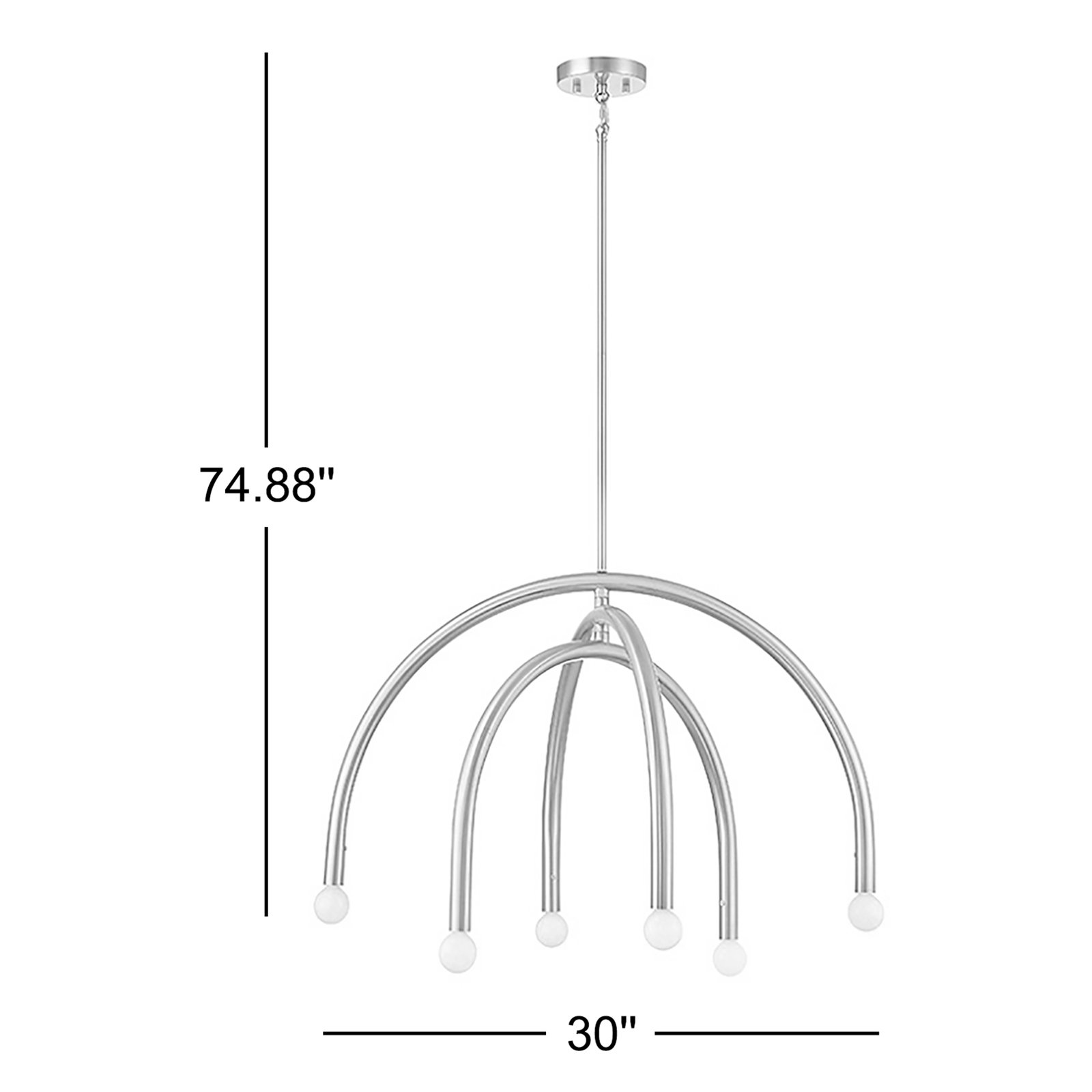 Yula 6 - Light Dimmable Chandelier, Brushed Nickel