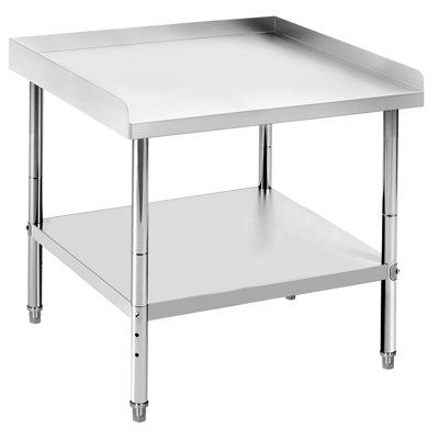 Table de préparation robuste en acier inoxydable, poste de travail d'une capacité de 400 lb avec pieds réglables et grille anti-éclaboussures de 2 po pour gril d'extérieur d'hôtel de cuisine, 30 po x 30 po x 30 po