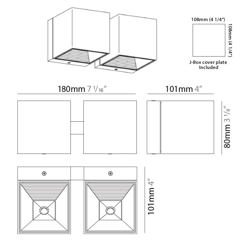 Dau 2 Light Linear Surface, Brushed Aluminum