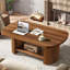 Table basse ovale à 2 niveaux 45,27 po avec tablette de rangement pour le salon