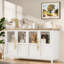 Storage Cabinet With Glass Doors,multifunctional Accent Storage Cabinet Table