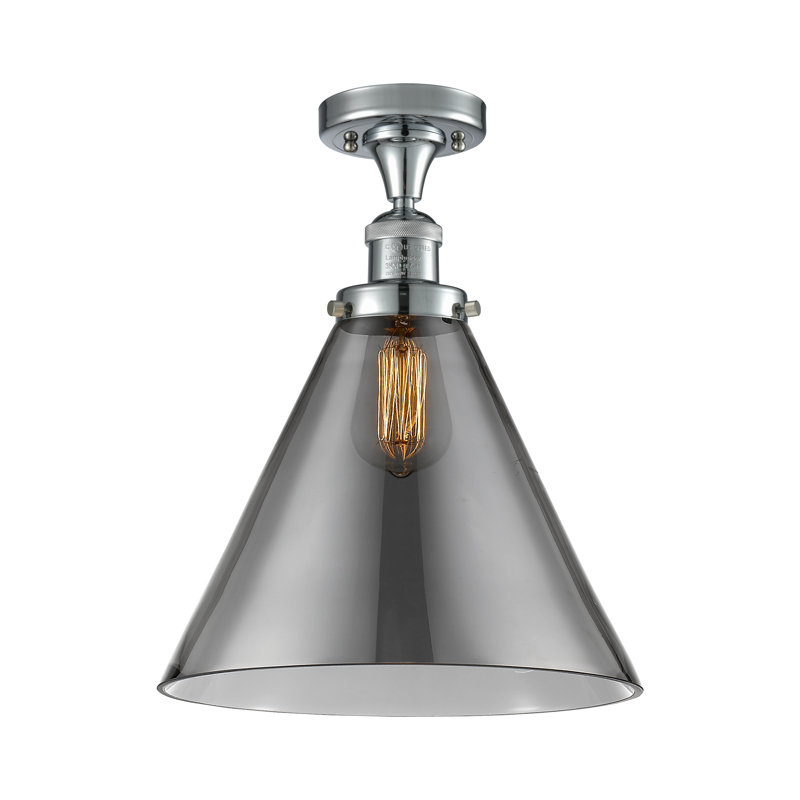 Plafonnier semi-encastré 1 lumière 12 po Chris, Chrome poli, Plaqué couleur fumée, Ampoule DEL 6 watts Vinage
