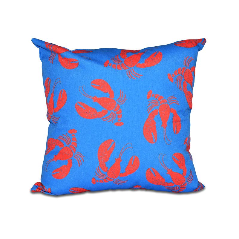 Coussin Nautical Nights Lobster Fest, 18 po x 18 po, Bleu