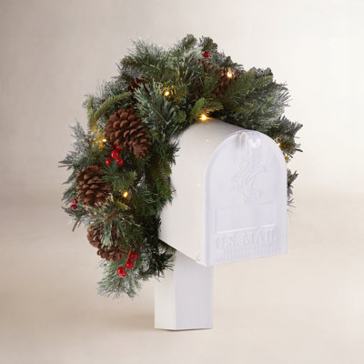 36" L Colonial Pre-Lit Mailbox Swag