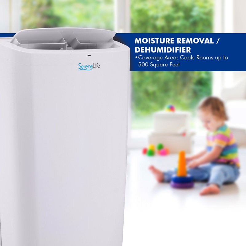 SereneLife 14,000 BTU White Portable Air Conditioner with Remote