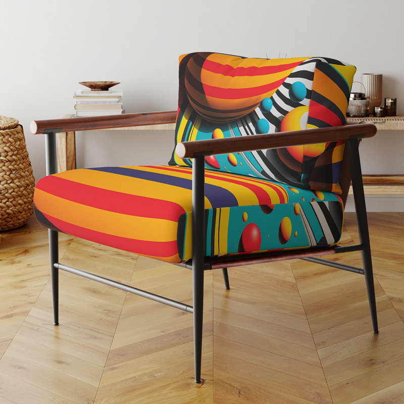 Fauteuil d'appoint à motif géométrique abstrait rembourré Croker, Or