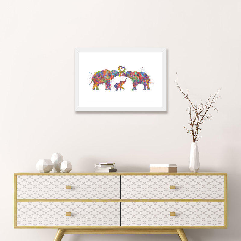 «Elephant Family» - reproduction, H 16 po x l 24 po x P 1 po, Papier blanc