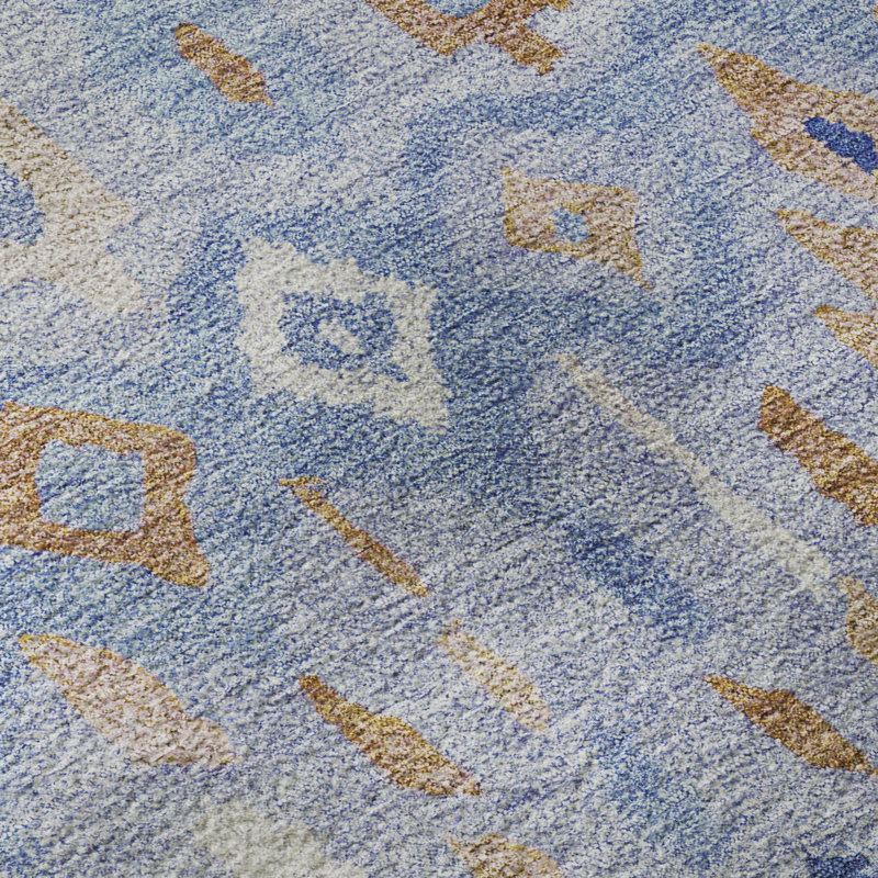 Premium Machine Washable Mayfield AMF2303 Casual Rug, Blue, 2'6" x 3'10"