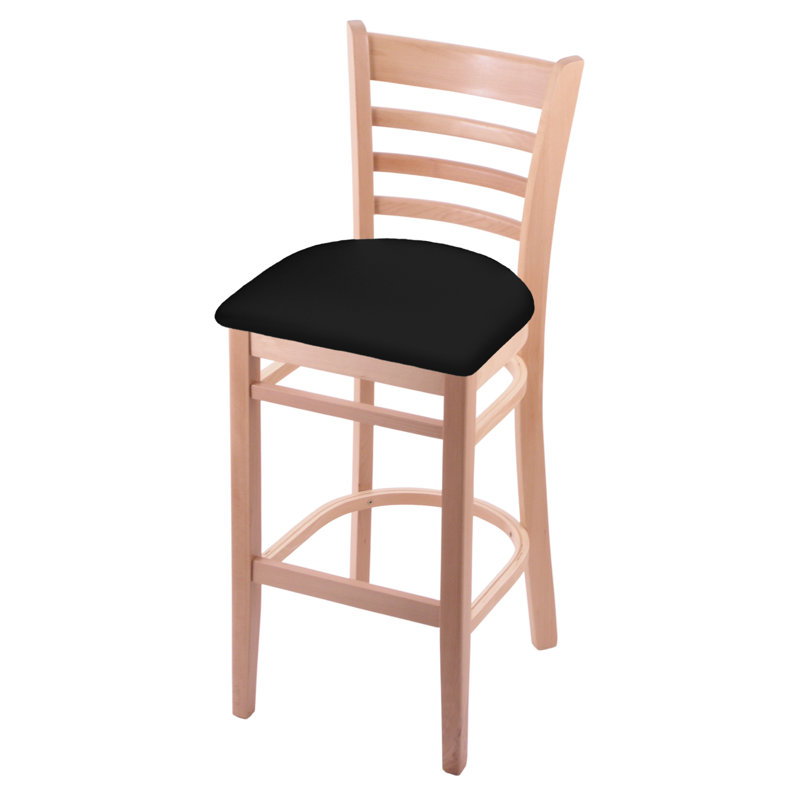 30" Bar Stool, Black Vinyl, Natural