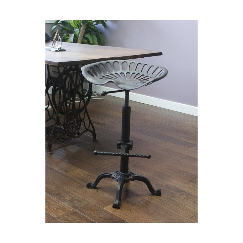 Sublette Swivel Adjustable Height Counter Stool with Metal Frame, Black