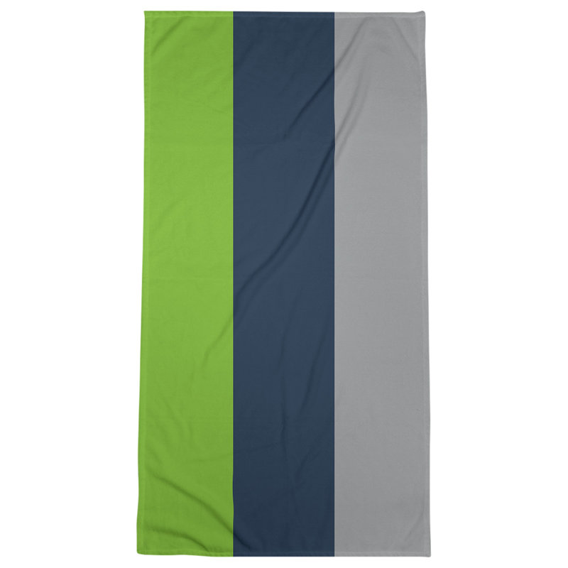 Cotton Blend Lightweight Bath Towel, Green/Midnight Blue/Gray