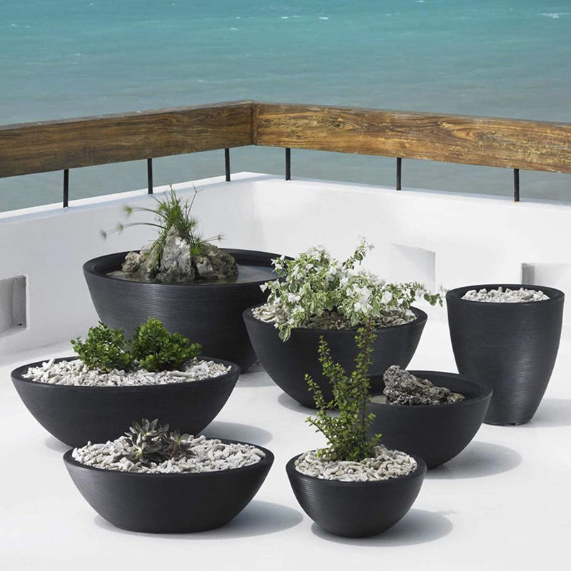Pot Planter, 13" H x 26" W x 26" D, Black