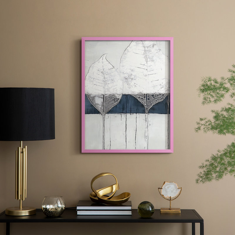 Abstrait, encadré, prêt à accrocher , Rose, H 10 po x l 8 po