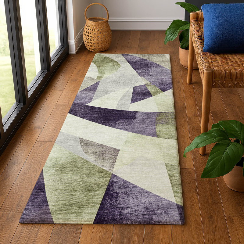Premium Machine Washable Bitteridge AMF1836 Swirls Rug, Runner 2'3" x 7'6"