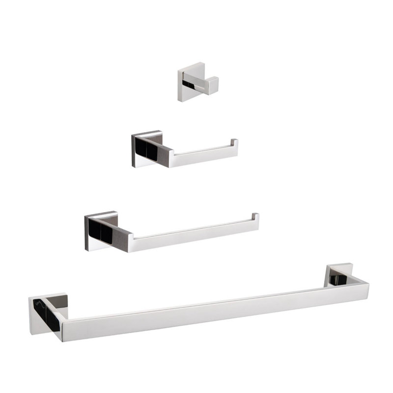 4-Piece Wall Mounted Bathroom Hardware Set is made of high quality materials, Chrome