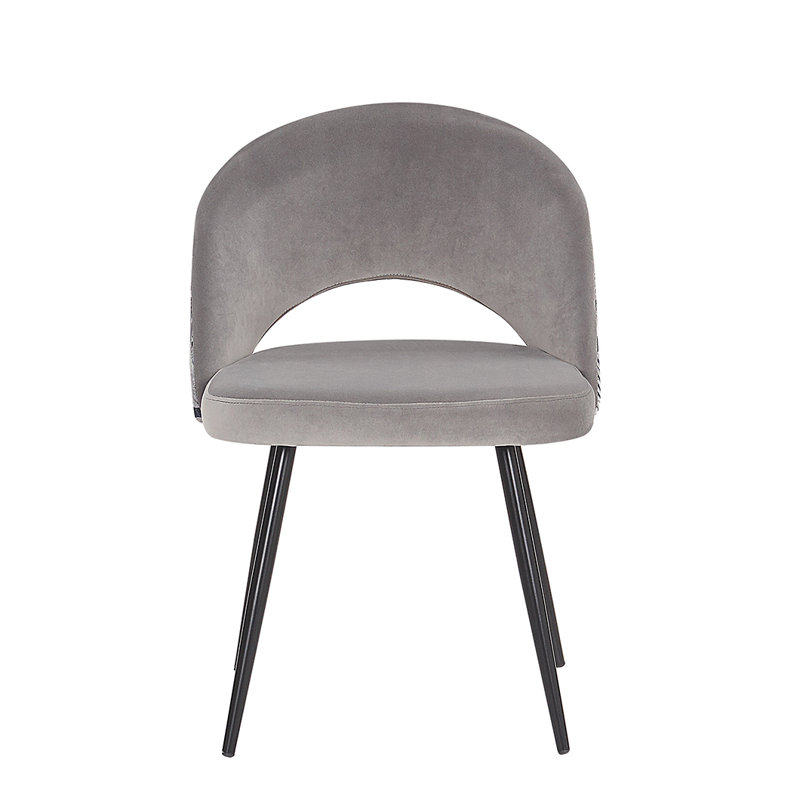 Erikson 46cm H Velvet Upholstered Side Chair in Grey, Gray